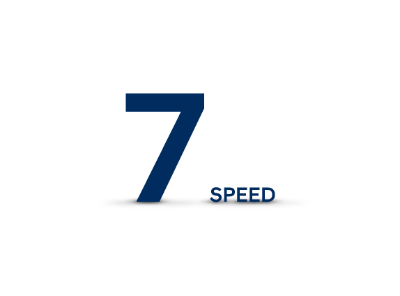 Black letters against a white background saying "7 speed"