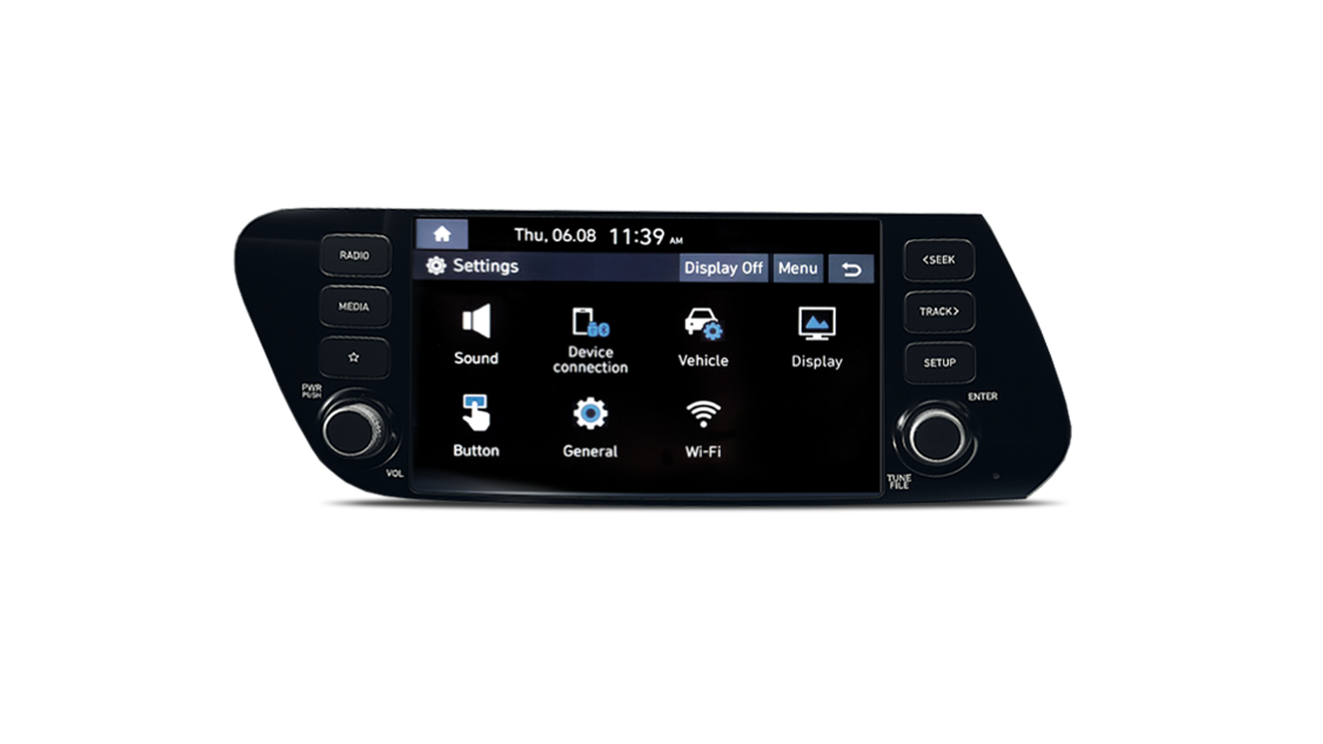 The Hyundai i20's 8 inch centre touch screen